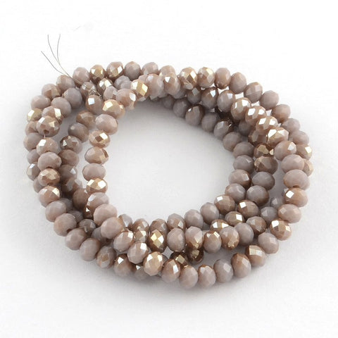 ROSY BROWN Electroplate Glass Faceted Abacus Bead Strands, Half Plated, (1 STR) ​​Electroplate Glass Faceted Abacus Bead Strands, Half Plated, RosyBrown