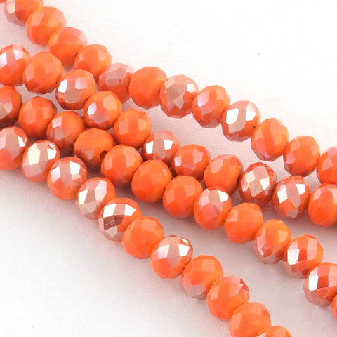 DARK ORANGE Electroplate Glass Faceted Abacus Bead Strands, Half Plated, (1 STR) ​​Electroplate Glass Faceted Abacus Bead Strands, Half Plated, RosyBrown