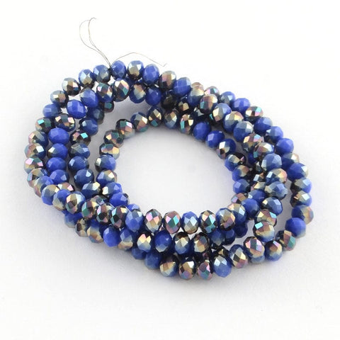Electroplate Glass Faceted Abacus Bead Strands, Half Rainbow Plated, RoyalBlue 6MM (BE5099) Electroplate Glass Faceted Abacus Bead Strands, Half Rainbow Plated, RoyalBlue  Size: about 6mm in diameter, 4mm thick, hole: 1mm; about 100pcs/strand, 15.7".