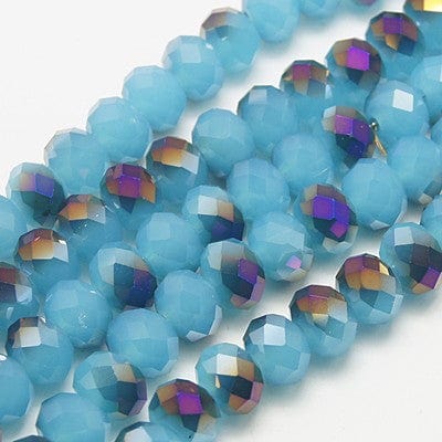 SKY BLUE HALF PLATED Electroplate Glass Faceted Rondelle Beads, 2x3mm Electroplate Glass Faceted Rondelle Beads, 2x3mm