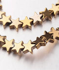 Electroplate Non-magnetic Synthetic Hematite Bead Strands, Star, Golden Plated 6MM Electroplate Non-magnetic Synthetic Hematite Bead Strands, Star, Golden Plated Size: about 6mm wide, 6mm long, 3mm thick, hole: 1mm, about 86pcs/strand, 15.7".
