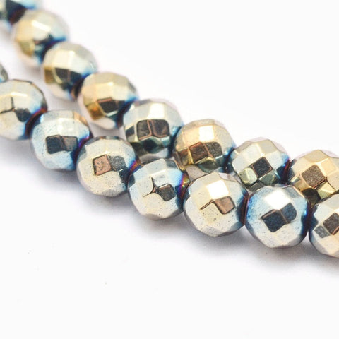 Electroplate Non-magnetic Synthetic Hematite Beads, Faceted, Round, Rainbow Plated, 4mm Rainbow Electroplated Synthetic Hematite Beads 4mm – Faceted Round Non-Magnetic | Balzar Crafts Cyprus
