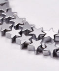 Electroplate Non-magnetic Synthetic Hematite Beads, Star, Platinum Plated 6mm Electroplate Non-magnetic Synthetic Hematite Beads Strands, Star, Grade A, Platinum Plated Size: about 6mm wide, 6mm long, 2mm thick, hole: 1mm; about 75pcs/strand, 16".