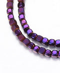 Electroplate Non-magnetic Synthetic Hematite Cube Bead Strands, Matte, Cube, Purple, 3mm Electroplate Non-magnetic Synthetic Hematite Bead Strands, with Matte Style, Cube, Purple Plated Size: about 3mm long, 3mm wide, 3mm thick, hole: 1mm; about 142pcs/strand, 15.7"
