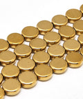 Electroplate Non-magnetic Synthetic Hematite Flat Round, Golden 10x4mm Electroplate Non-magnetic Synthetic Hematite Flat Round, Golden 10x4mm
