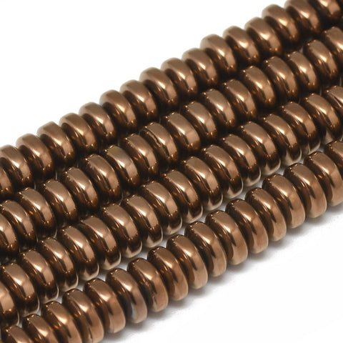 COPPER Electroplate Non-magnetic Synthetic Hematite, Heishi Beads, 6x2.5mm Electroplate Non-magnetic Synthetic Hematite, Heishi Beads, 6x2.5mm