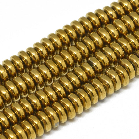 GOLDEN (HB7806-F) Electroplate Non-magnetic Synthetic Hematite, Heishi Beads, 6x2.5mm Electroplate Non-magnetic Synthetic Hematite, Heishi Beads, 6x2.5mm