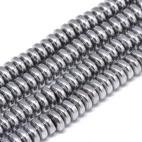PLATINUM (HB7806-J) Electroplate Non-magnetic Synthetic Hematite, Heishi Beads, 6x2.5mm Electroplate Non-magnetic Synthetic Hematite, Heishi Beads, 6x2.5mm