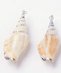 Electroplate Spiral Conch Shell Pendants, with Iron Findings, Platinum, Electroplate Spiral Shell Big Pendants, with Iron Findings, Conch, Platinum, Size: about 24~27mm wide, 58~66mm long, 16~17.5mm thick, hole: 2mm.
