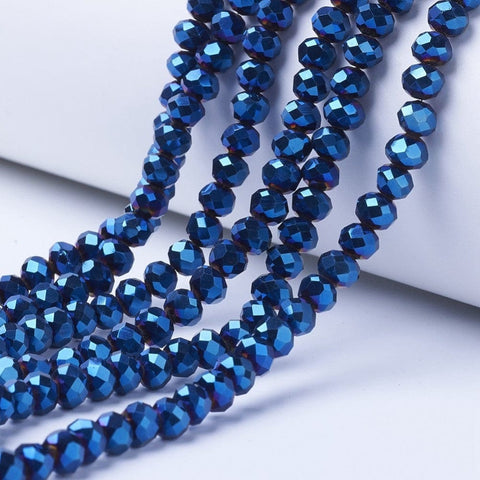 BLUE PLATED Electroplate Transparent Glass Beads, Full Plated, Faceted, Rondelle, 8x6mm Electroplate Transparent Glass Beads, Full Plated, Faceted, Rondelle, 8x6mm