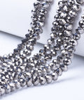 SILVER PLATED Electroplate Transparent Glass Beads, Full Plated, Faceted, Rondelle, 8x6mm Electroplate Transparent Glass Beads, Full Plated, Faceted, Rondelle, 8x6mm