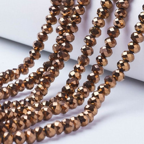 COPPER PLATED Electroplate Transparent Glass Beads, Full Plated, Faceted, Rondelle, 8x6mm Electroplate Transparent Glass Beads, Full Plated, Faceted, Rondelle, 8x6mm