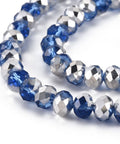 MEDIUM BLUE Electroplate Transparent Glass Beads Strands, Half Silver Plated, Faceted, Rondelle, 8x6mm Electroplate Transparent Glass Beads Strands, Half Silver Plated, Faceted, Rondelle, 8x6mm