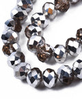TAN Electroplate Transparent Glass Beads Strands, Half Silver Plated, Faceted, Rondelle, 8x6mm Electroplate Transparent Glass Beads Strands, Half Silver Plated, Faceted, Rondelle, 8x6mm