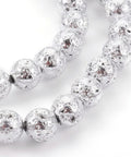 Electroplated Natural Lava Bead Strands, Round, Silver Size: about 10~10.5mm Electroplated Natural Lava Bead Strands, Round, Silver Size: about 10~10.5mm in diameter, hole: 1.5mm; about 38~39pcs/strand, 15.27"~15.55"(38.8~39.5cm).  Please Note: the beads size within the error range of 0.5~1mm
