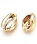 Electroplated Shell Beads, Cowrie Shells, Golden, 15~20mm Electroplated Shell Beads, Cowrie Shells, Golden Size: about 10~12mm wide, 15~20mm long, 5~6mm thick, hole: 12~14x2~3mm.
