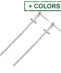 Elegant Cross Curb Chain 925 Sterling Silver Dangling Earrings Elegant Cross Curb Chain 925 Sterling Silver Dangling Earrings