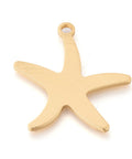Environmental Aluminium Pendants, Laser Cut Pendants, Starfish, Gold 48MM Environmental Aluminium Pendants, Laser Cut Pendants, Starfish, Gold Size: about 48mm long, 44mm wide, 2~2.5mm thick, hole: 4mm.