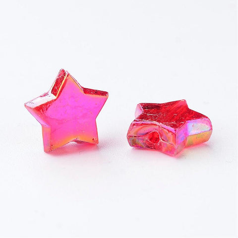 RED Environmental Transparent Acrylic Star Bead, 10mm Environmental Transparent Acrylic Star Bead, 10mm