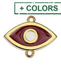 GOLD/BLUE Evil Eye Link Connector Charm 20x26mm with 2 eyes Evil Eye Link Connector Charm 20x26mm with 2 eyes
