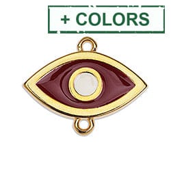 GOLD/BLUE Evil Eye Link Connector Charm 20x26mm with 2 eyes Evil Eye Link Connector Charm 20x26mm with 2 eyes