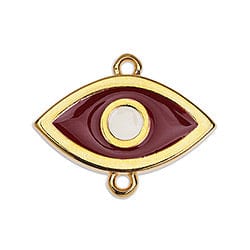 GOLD/BLUE Evil Eye Link Connector Charm 20x26mm with 2 eyes Evil Eye Link Connector Charm 20x26mm with 2 eyes