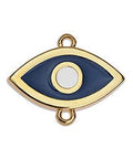 GOLD/BLUE Evil Eye Link Connector Charm 20x26mm with 2 eyes Evil Eye Link Connector Charm 20x26mm with 2 eyes