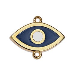 GOLD/BLUE Evil Eye Link Connector Charm 20x26mm with 2 eyes Evil Eye Link Connector Charm 20x26mm with 2 eyes