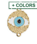 Evil Eye with Grains Connector Link Charm 24K Gold Plated Evil Eye with grains connector link Charm 17 X 23MM  24K GOLD PLATED 