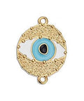 GOLD / INSIDE BLUE Evil Eye with Grains Connector Link Charm 24K Gold Plated Evil Eye with grains connector link Charm 17 X 23MM  24K GOLD PLATED 