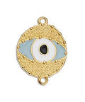 GOLD / OUTSIDE BLUE Evil Eye with Grains Connector Link Charm 24K Gold Plated Evil Eye with grains connector link Charm 17 X 23MM  24K GOLD PLATED 
