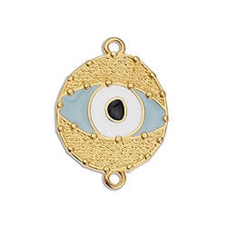GOLD / OUTSIDE BLUE Evil Eye with Grains Connector Link Charm 24K Gold Plated Evil Eye with grains connector link Charm 17 X 23MM  24K GOLD PLATED 