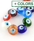 (EY2848X) Flat Round Evil Eye Lampwork Bead Strands, Blue 15~16mm (10 PCS) (EY2848X) Flat Round Evil Eye Lampwork Bead Strands, Blue 15~16mm (10 PCS)