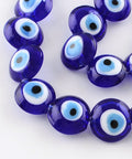 (EY2848) BLUE (EY2848X) Flat Round Evil Eye Lampwork Bead Strands, Blue 15~16mm (10 PCS) (EY2848X) Flat Round Evil Eye Lampwork Bead Strands, Blue 15~16mm (10 PCS)