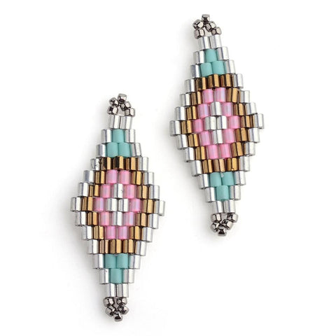 PEARL PINK (EY4600-31) (EY4600-X) MIYUKI EYE 32MM (1 PC) MIYUKI® & TOHO® Japanese Seed Beads, Handmade Links, Rhombus Loom Pattern, Turquoise Size: about 31~32.5mm long, 13~13.5mm wide, 1.5~2mm thick, hole: 1mm.