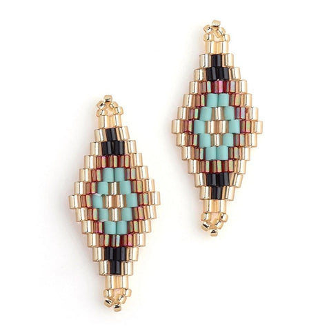 SKY BLUE / GOLD (EY4600B) (EY4600-X) MIYUKI EYE 32MM (1 PC) MIYUKI® & TOHO® Japanese Seed Beads, Handmade Links, Rhombus Loom Pattern, Turquoise Size: about 31~32.5mm long, 13~13.5mm wide, 1.5~2mm thick, hole: 1mm.