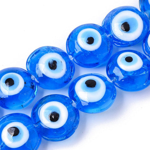(EY7183A) Handmade Evil Eye Lampwork , Flat Round, Blue 16~17mm (10 PCS) (EY7183A) Handmade Evil Eye Lampwork , Flat Round, Blue 16~17mm (10 PCS)