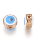 (EY8346-X) Acrylic Enamel Beads, Flat Round with Evil Eye, Golden, 7.5mm (10 PCS) (EY8346-X) Acrylic Enamel Beads, Flat Round with Evil Eye, Golden, 7.5mm (10 PCS)
