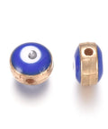 MEDIUM BLUE (EY8346-01C) (EY8346-X) Acrylic Enamel Beads, Flat Round with Evil Eye, Golden, 7.5mm (10 PCS) (EY8346-X) Acrylic Enamel Beads, Flat Round with Evil Eye, Golden, 7.5mm (10 PCS)