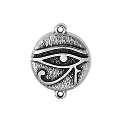 SILVER ANTIQUE Eye of Ra Link Connector Charm with 2 rings 17x22mm Eye of Ra Link Connector Charm with 2 rings 17x22mm