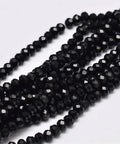 Faceted Glass Beads, Black, 3mm Faceted Abacus Glass Beads Strands, Black Size: about 3mm in diameter, 2mm thick, hole: 1mm; about 150pcs/strand, 13.6".