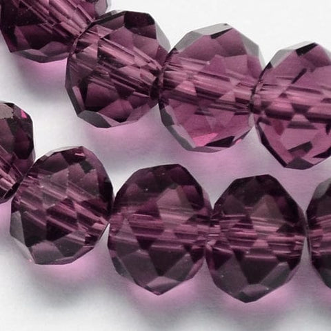 Faceted Glass Beads, Purple, 6x4mm Faceted Glass Beads, Purple, 6x4mm