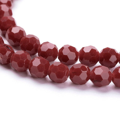 Faceted Glass Beads Strands, Round, Dark Red 6mm (1 STR) Faceted Glass Beads Strands, Round, Dark Red 6mm (1 STR)