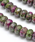 Faceted Natural Ruby in Zoisite Abacus Bead Strands, Dyed, 8mm Faceted Natural Ruby in Zoisite Abacus Beads Strands, Dyed Size: about 8mm in diameter, 5mm thick, hole: 1mm; about 76pcs/strand, 15.2