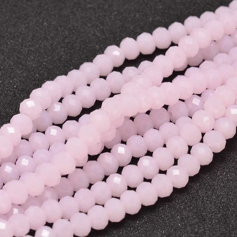 PINK Faceted Rondelle Glass Beads Strands, 4x3mm Faceted Rondelle Glass Beads Strands, 4x3mm