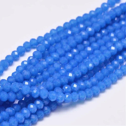 ROYAL BLUE Faceted Rondelle Glass Beads Strands, 4x3mm Faceted Rondelle Glass Beads Strands, 4x3mm