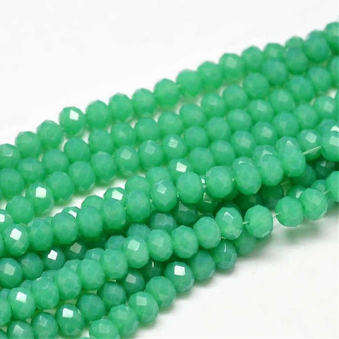 SEA GREEN Faceted Rondelle Glass Beads Strands, 4x3mm Faceted Rondelle Glass Beads Strands, 4x3mm