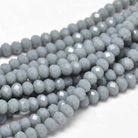 CADET BLUE Faceted Rondelle Glass Beads Strands, 6x4mm Faceted Rondelle Glass Beads Strands, 6x4mm
