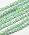 PALE GREEN Faceted Round Full Rainbow Plated Electroplate Glass Beads, 4mm Faceted Round Full Rainbow Plated Electroplate Glass Beads, 4mm