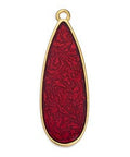 (GQD6805B) GOLD / BURGANDY Flat drop piece 33mm 24kt Gold Plated Flat drop piece 33mm 24kt Gold Plated